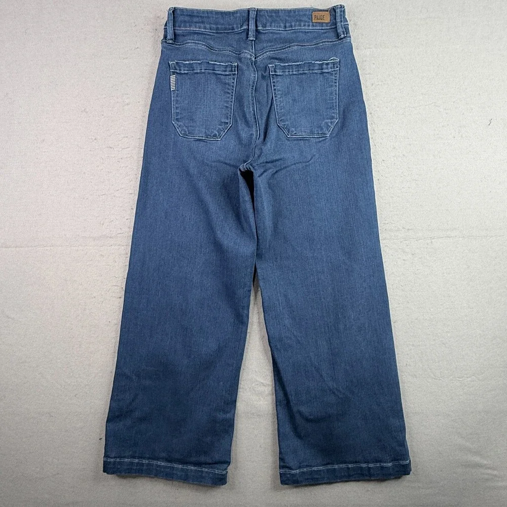 PAIGE Jeans Genesee Crop Womens 29 Blue Wide Leg High Rise Cropped Denim - Picture 8 of 9